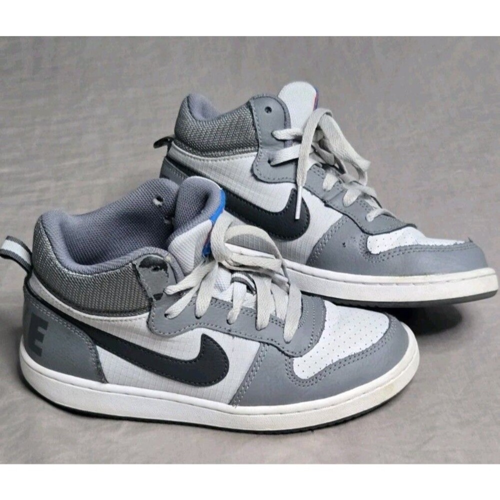 Nike Court Borough Mid Kids 4Y Mid Top Leather Colorblock Sneaker 839977-009